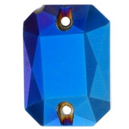 Octagon Rectangle Sew-on Metallic Blue